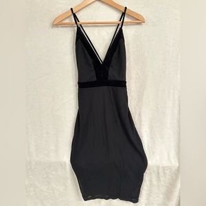Black Velour Trim Dress